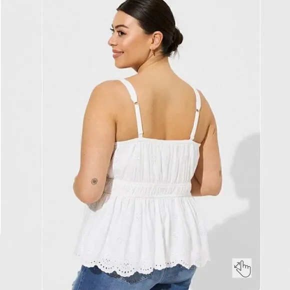 Torrid Ivory Eyelet Tie Front Sleeveless Tank Sz 2X - Picture 4 of 8